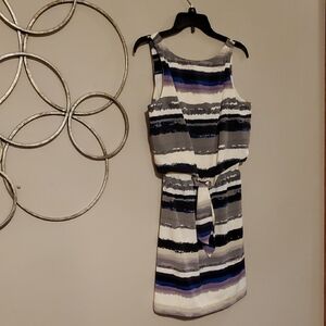 Daisy Fuentes Black and Blue Striped Mini Dress